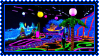 Image of a trippy dark landscape with neon highlights
