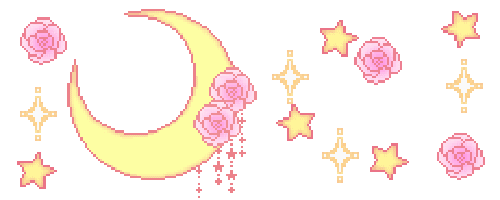 Animated crescent moon with roses